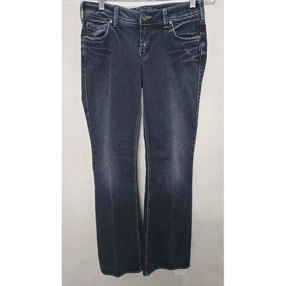 Silver Jeans Aiko Slim Boot Distressed Stretch Blue Demin Women 27/33‎